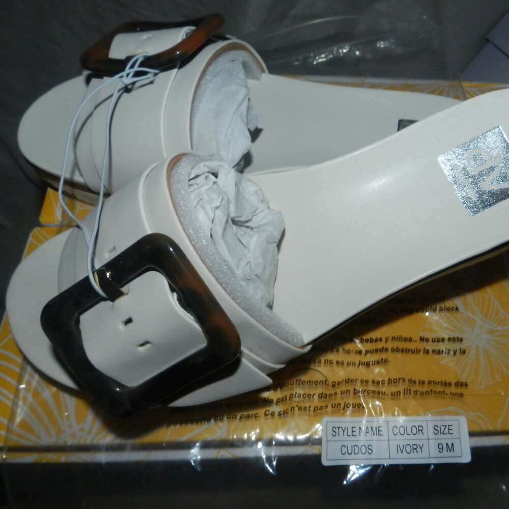 DV DOLCE VITA WOMEN'S CASTOR TORTOISE SHELL BUCKLE SANDALS IVORY🆕FAST😮💨⚡🚚 - Picture 8 of 15